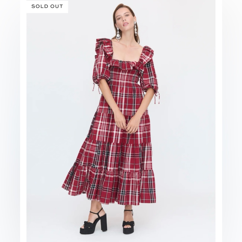 Hill House Corinne Red Plaid Dress Size XS